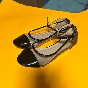Clear black toed strap ballet flat